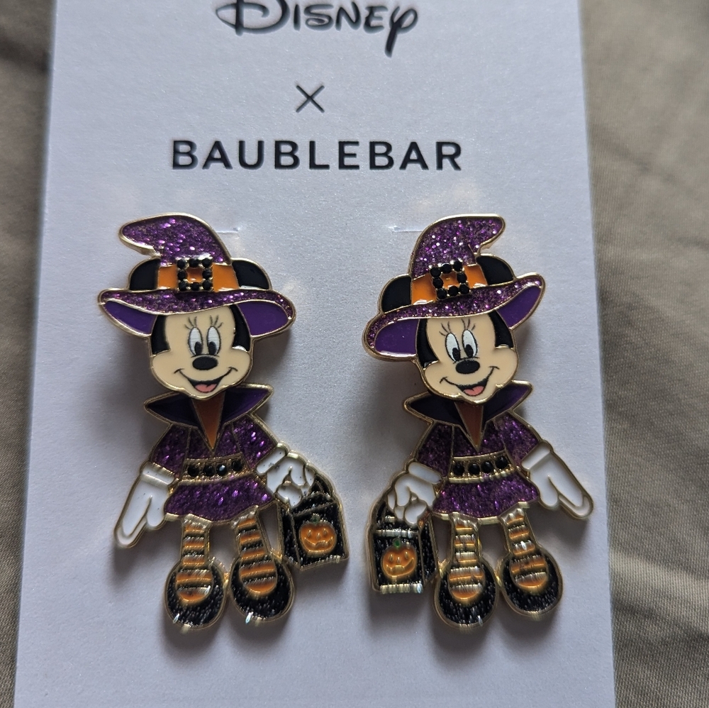 Baublebar Disney Minnie Mouse Purple Witch Halloween Moveable Earrings/